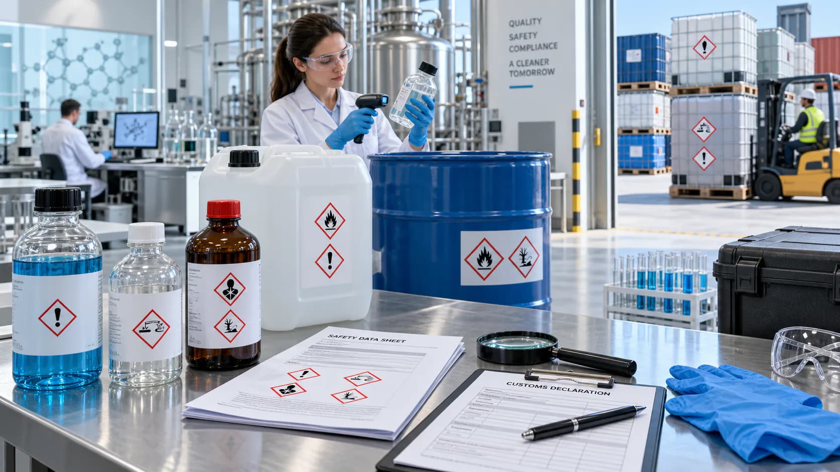 Industrial chemicals, safety data sheets and customs documents under pre-import review