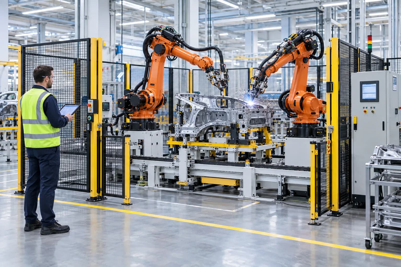 Cella robotizzata sottoposta a controllo doganale e CE