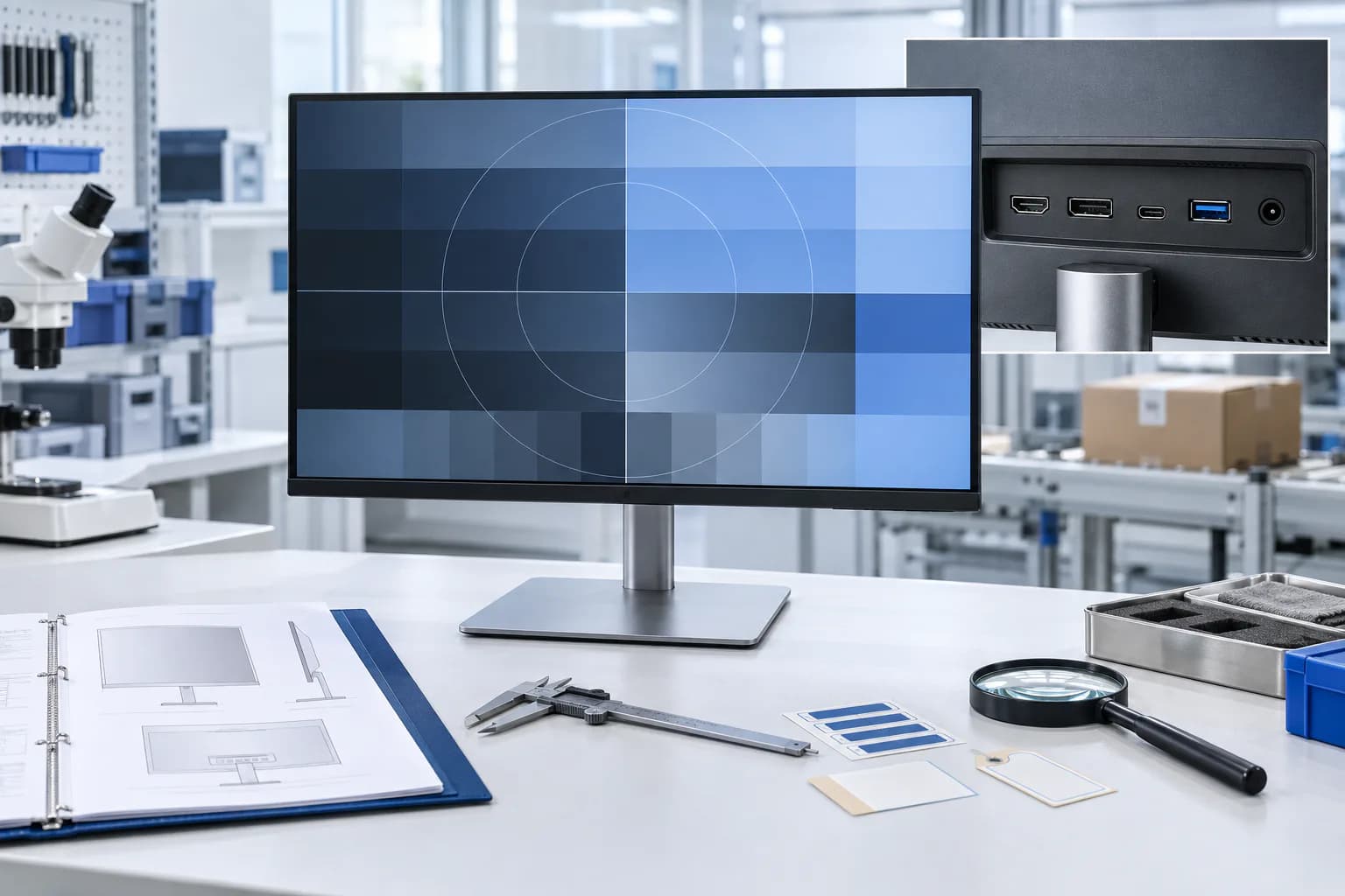Monitor LCD per computer durante il controllo doganale e CE