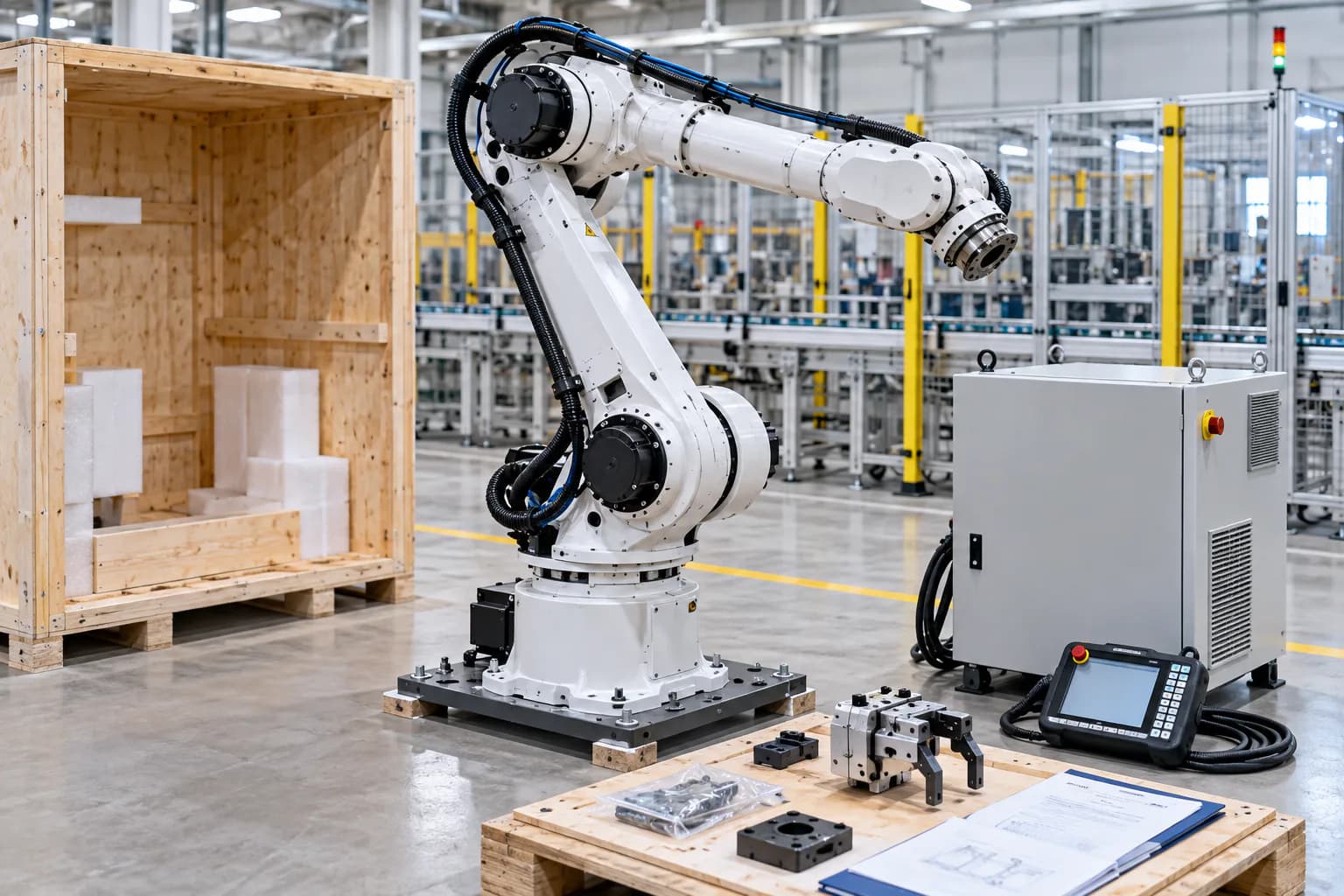Braccio robotico a sei assi con controllore e utensile separati per la classificazione doganale